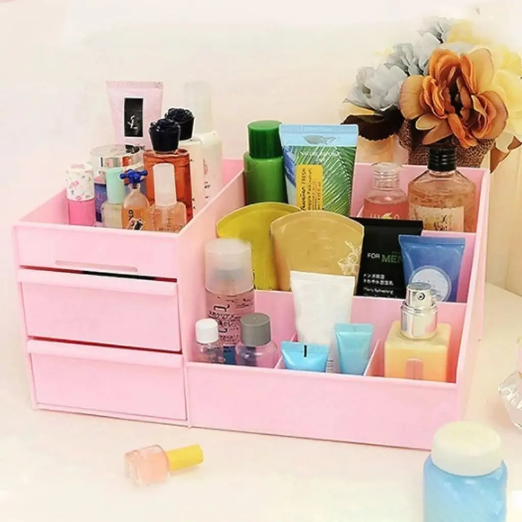 Set x2 Organizador de cosméticos con cajones y compartimentos - Optimiza el espacio de tu tocador y organiza tus productos diarios - Imagen 2