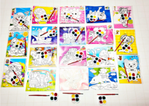 Set x2 Set arte pintura 20 dibujos infantiles escolares con acuarelas - Estimula la motricidad fina y la creatividad en los niños