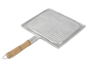 Asador cuadrado de aluminio fundido con mango de madera - cocina carnes y vegetales de forma uniforme