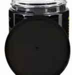 Tarro negro de cera para cabello y barba Murray's Black Beeswax con tapa de rosca abierta, mostrando la textura oscura en su interior.