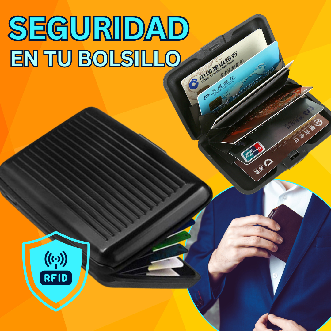 Set x2 Billetera de protección RFID de aluminio con diseño compacto - Bloquea el escaneo digital para asegurar tus tarjetas en todo momento