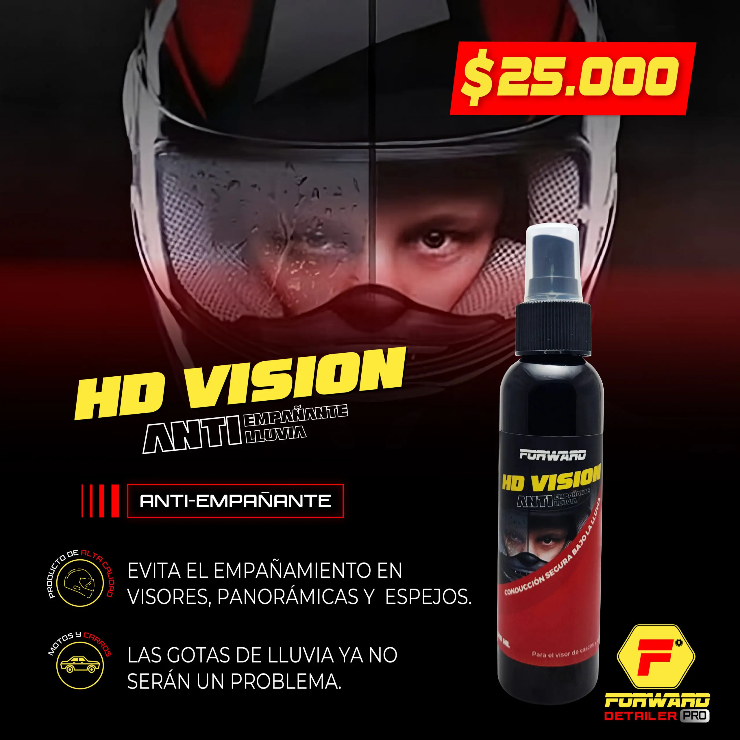 Liquido antiempanante e hidrofugo para visor de casco 120 ml - garantizas vision clara bajo la lluvia - Imagen 2