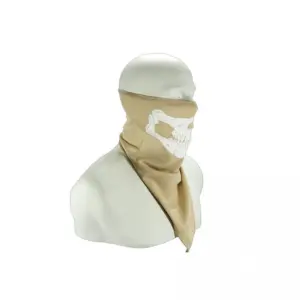 Cuellero táctico microperforado de algodón con diseño de cráneo - Protege tu rostro del polvo y el viento al aire libre
