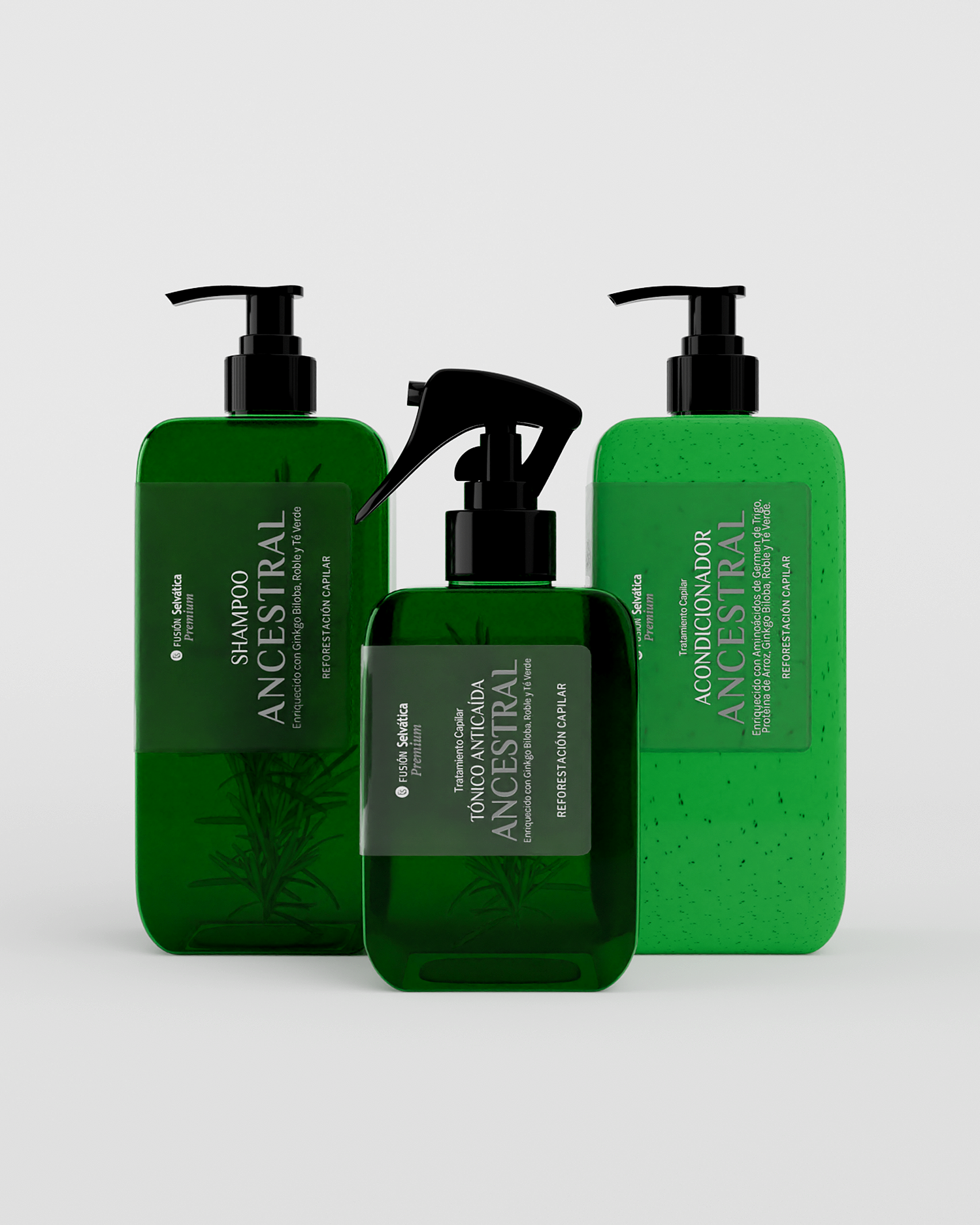 Kit Anticaída Ancestral Premium de 3 Piezas con Extractos Botánicos - Detiene la pérdida severa y estimula el crecimiento natural del cabello