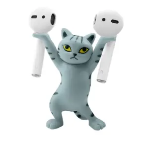 Set x3 Soporte organizador de escritorio con diseño de gato bailarín para audífonos - Optimiza tu espacio de trabajo y mantiene tus accesorios ordenados