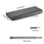 Estuche organizador rectangular negro mate de 15.7x6.7x1.8 cm, con un destornillador metálico de 12.6 cm y una punta magnética intercambiable de 2.8 cm.