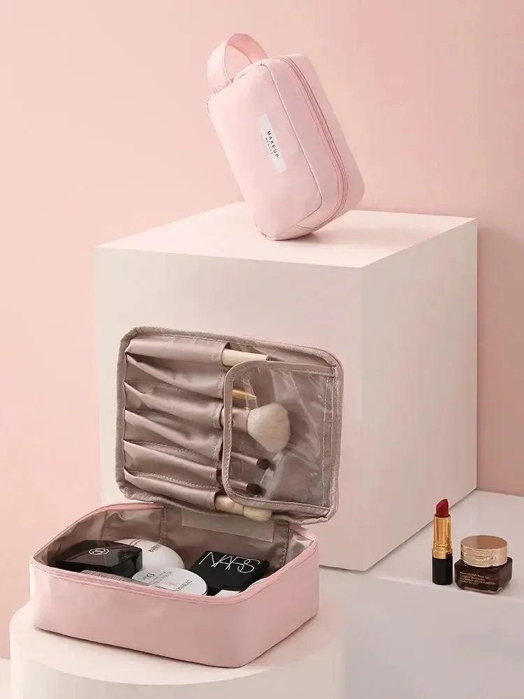 Set x2 Cosmetiquera multifuncional impermeable con manija - Organiza tus cosméticos y viaja sin desorden