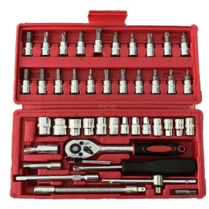 Juego de copas y ratchet en acero cromo vanadio - Soluciona reparaciones mecánicas y del hogar rápidamente