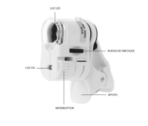 Set x2 Lupa 60X para celular con luz LED y UV - Amplía y captura detalles ocultos con tu teléfono