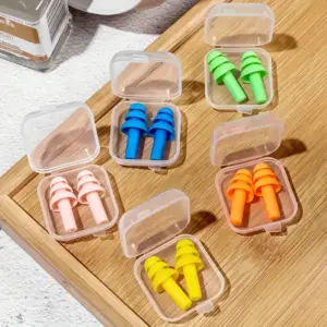 Set x4 Tapones de silicona para natación con diseño de múltiples bridas - Protegen tus oídos contra el agua y reducen el ruido ambiental