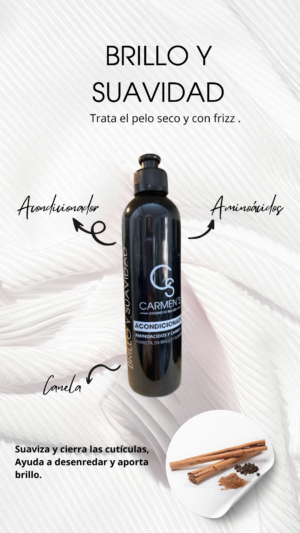 Acondicionador Brillo y Suavidad Ebcarmens con Canela y Aminoácidos - Repara el cabello seco y controla el frizz