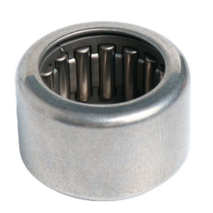 Canastilla eje de clutch metálica para Bajaj Boxer 100 y CT 100, con rodillos internos visibles en vista superior.