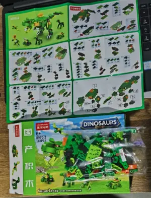Set x3 Bloques de construcción de dinosaurio de 138 piezas - Estimula la creatividad y concentración infantil