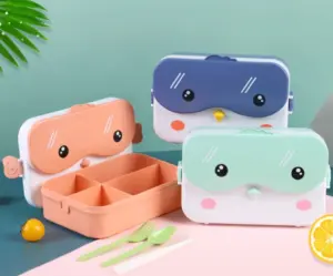 Fiambrera de plástico con diseño de búho y compartimentos - organiza tus comidas diarias de forma práctica y segura