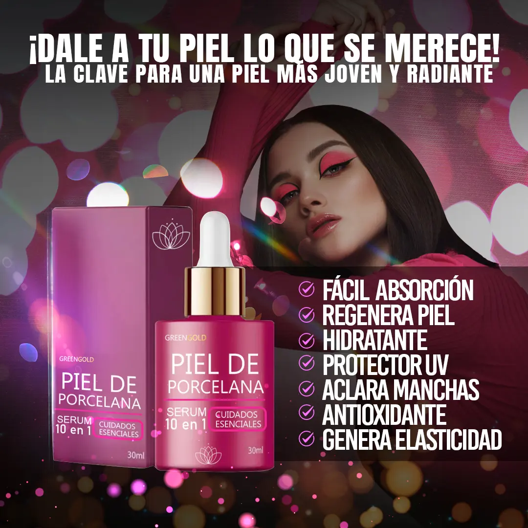 Sérum Facial Piel de Porcelana 30 ml con Ácido Hialurónico - Recupera la luminosidad y unifica el tono del rostro