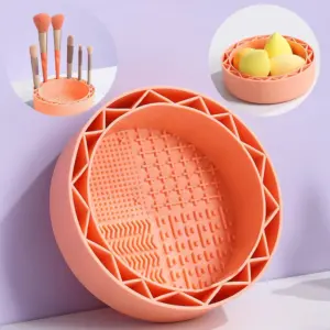 Set x4 Tazón limpia brochas de silicona y organizador cosmético - remueve residuos profundos y prolonga la vida de tus pinceles