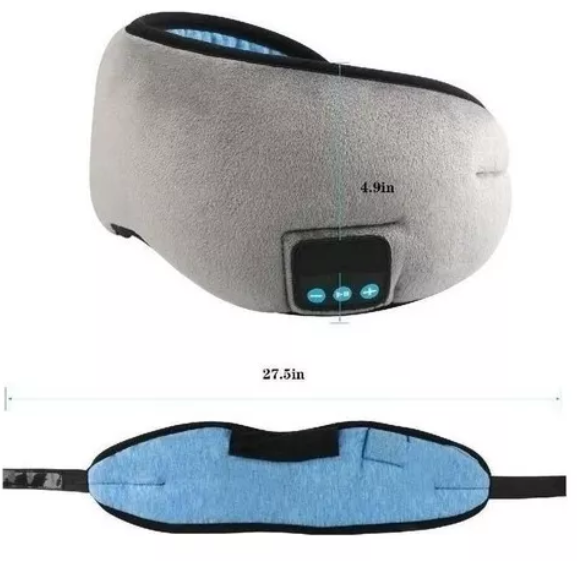 Masajeador cervical gris de textura suave con panel de control e interior azul. Dimensiones: 4.9 pulgadas de alto y 27.5 pulgadas de largo.