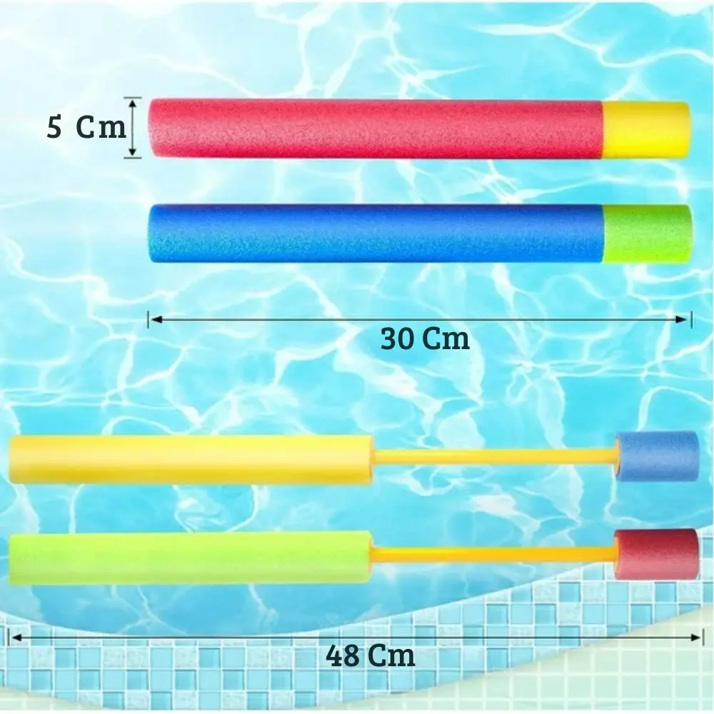 Set x2 Pistola tubo lanzador de agua de espuma para piscina y playa - Diviértete al aire libre con juegos refrescantes en verano - Imagen 2