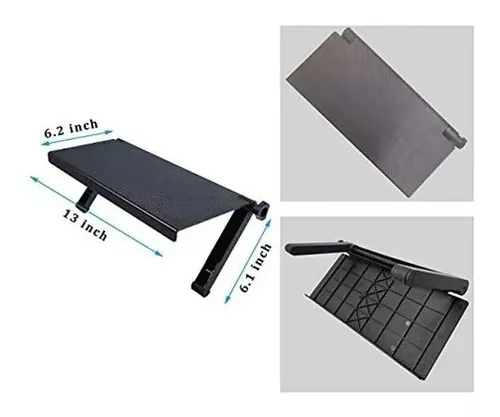 Estante superior negro ajustable para pantalla y monitor de 13x6.2x6.1 pulgadas, con patas plegables y superficie texturizada.