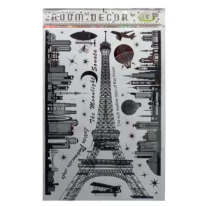 Set x4 Sticker adhesivo para pared diseño parisino de PVC ecológico - Renueva tus espacios modernos con estilo urbano fácilmente