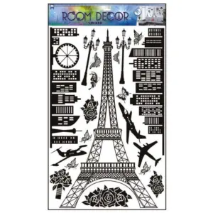 Set x4 Sticker adhesivo decorativo para pared diseño Torre Eiffel - Renueva tus espacios con estilo parisino
