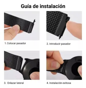 Correa Pulso Metalica Negra Reloj