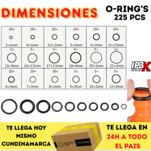 Kit de juntas tóricas y orings 225 piezas - Evita filtraciones en motores y sistemas hidráulicos