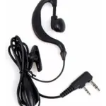 Audífono manos libres negro con gancho para oreja, micrófono con clip y conector de doble pin para radio Baofeng