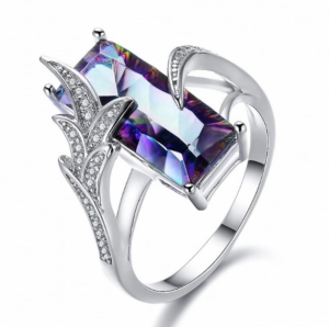 Set x4 Anillo místico decorativo con piedra tornasolada y detalles naturales - complementa tu estilo personal con elegancia