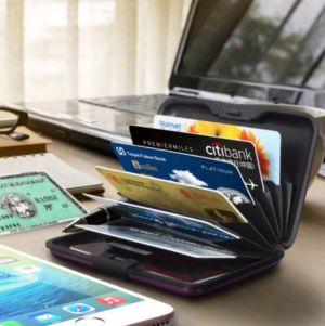 Set x3 Cartera rígida antirrobo negra con despliegue en abanico - protege tus tarjetas contra escaneos y daños físicos
