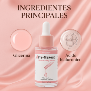 Set x4 Serum hidratante facial con ácido hialurónico para piel sensible - Prepara el rostro y prolonga la duración del maquillaje