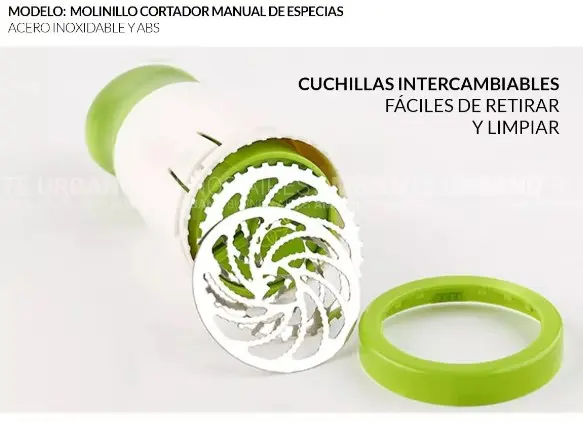 Set x2 Molino triturador manual de hierbas y ajo con cuchillas de acero inoxidable - Reduce el tiempo de preparación en la cocina