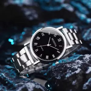Set x2 Reloj Modiya de cuarzo para hombre con pulsera de acero - aporta elegancia clásica y precisión exacta a tu estilo diario