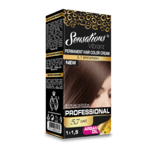 Tinte Capilar Permanente Sensations 5.7 Cafe con Aceite de Argan - Cubre todas las canas y aporta brillo intenso