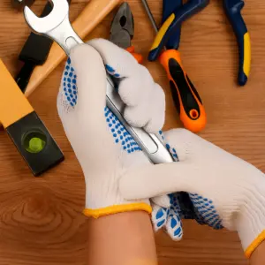 Set x2 Guantes de trabajo antideslizantes de poliester y PVC - Protege tus manos durante tareas pesadas