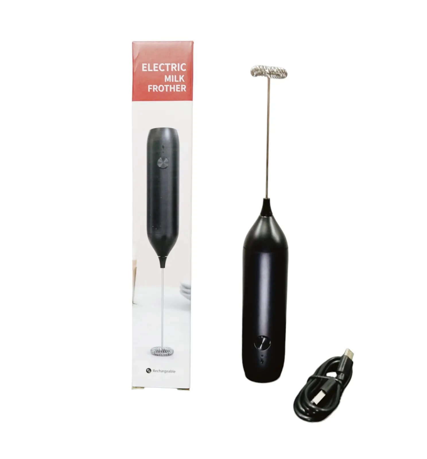 Espumador de leche eléctrico recargable USB para café - Prepara espuma cremosa y bate huevos en segundos