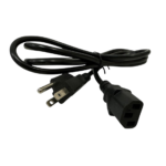 Cable de poder universal negro de 1.5 metros con conector tipo NEMA 5-15P y conector C13, ideal para computadores y electrodomésticos.