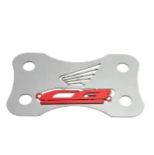 Set x2 acutrax metálico plateado con diseño de ala Honda y logotipo CB en relieve rojo, para horquilla de moto.