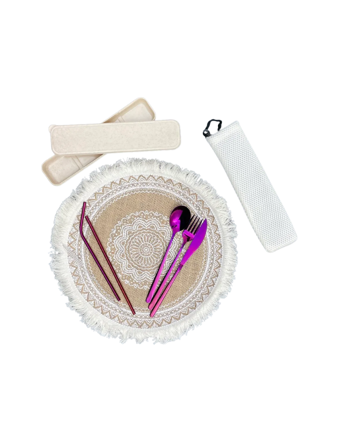 Juego de cubiertos reutilizables de acero inoxidable con estuche - Disfrutas tus comidas fuera de casa sin plásticos - Imagen 5