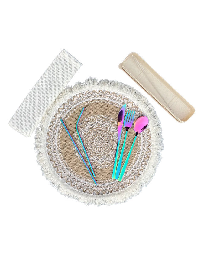 Juego de cubiertos reutilizables de acero inoxidable con estuche - Disfrutas tus comidas fuera de casa sin plásticos - Imagen 4