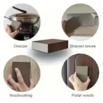 Esponja de lija bicolor para descalcificar ollas, afilar cuchillos y realizar trabajos de carpintería o pulido de madera.