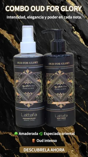 Set x2 Combo Lattafa Oud For Glory fragancia oriental amaderada - Proyecta elegancia y distinción en tus eventos nocturnos
