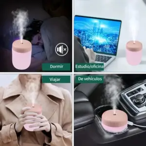 Humificador atomizador redondo portátil con luces LED - mejora la calidad del ambiente y favorece tu descanso diario