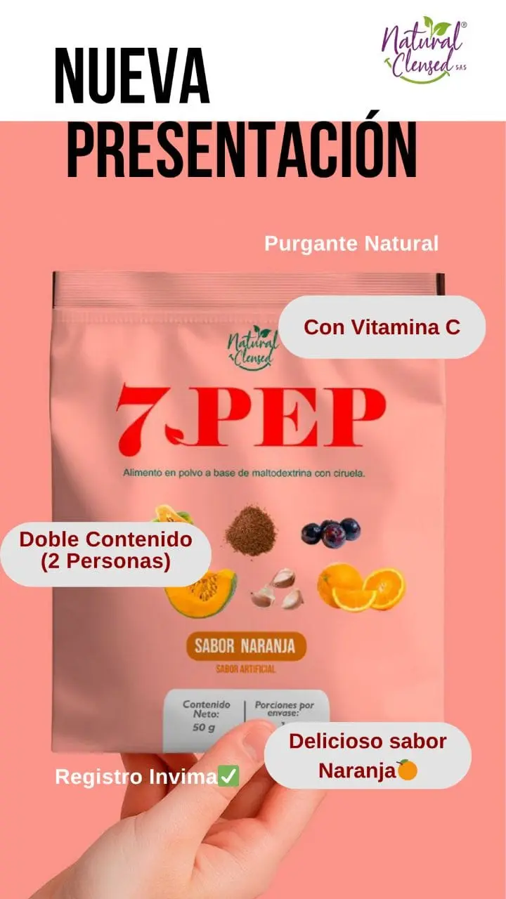 Purgante natural en polvo sabor naranja 50g en nueva presentación rosada doble contenido para dos personas con vitamina C
