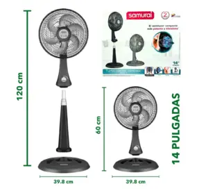 Ventilador Samurai 2 en 1 14 pulgadas de pedestal y mesa - refrescas tus espacios con un flujo potente y silencioso