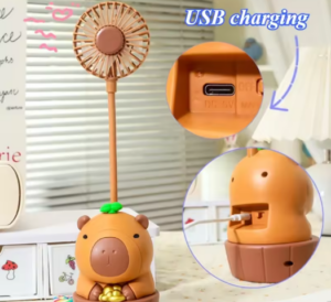 Mini ventilador portátil de capibara USB con cabezal ajustable - Refresca tu espacio de trabajo con estilo
