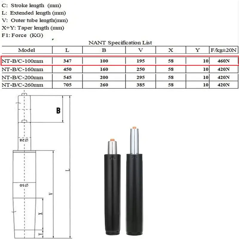 Set x2 Cilindro Neumático Repuesto para Silla de Oficina - Recupera la altura y firmeza de tu asiento - Imagen 3