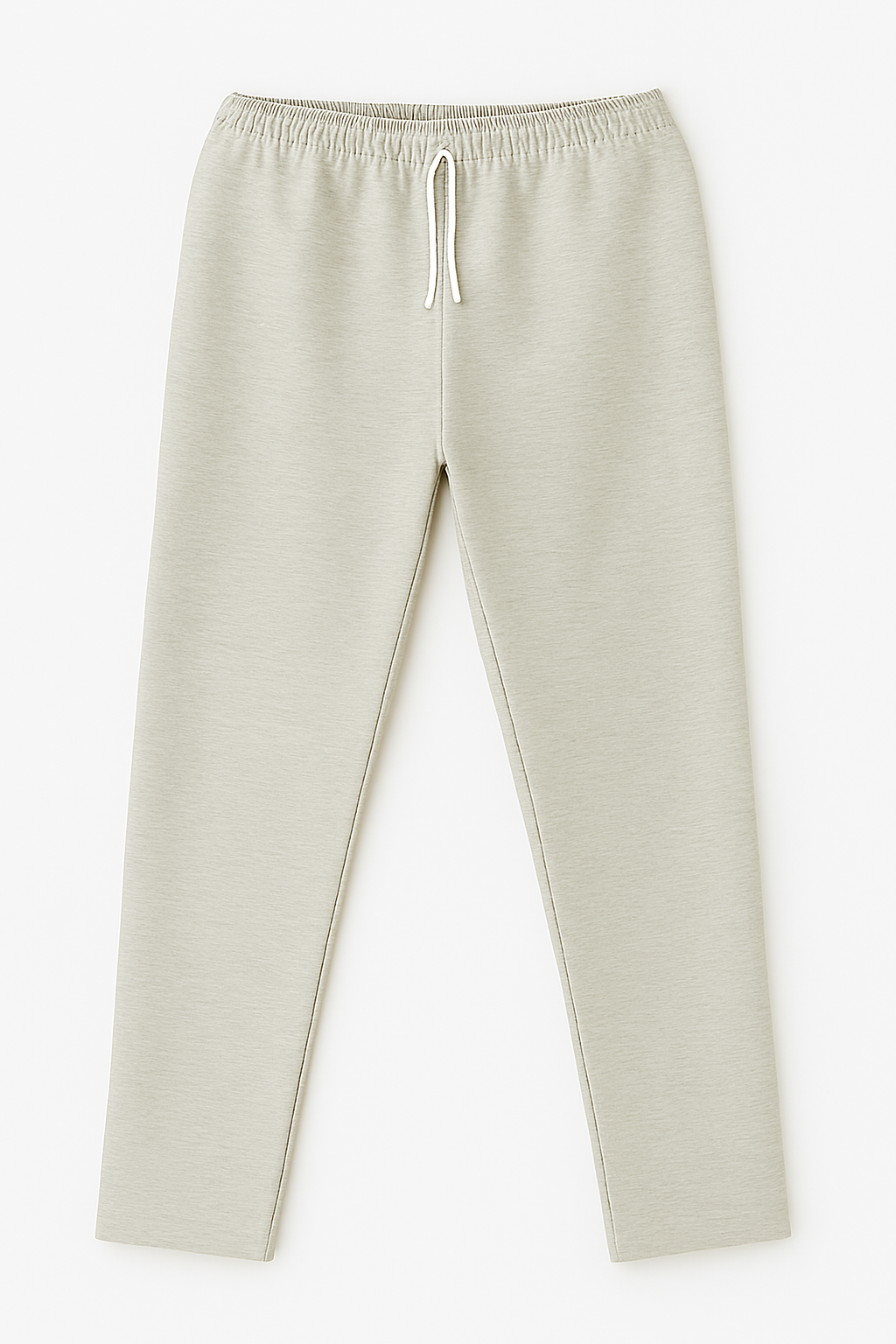 Pantalón deportivo de bota recta color avena para caballero, con cintura elástica y cordón blanco, de diseño liso y corte recto.