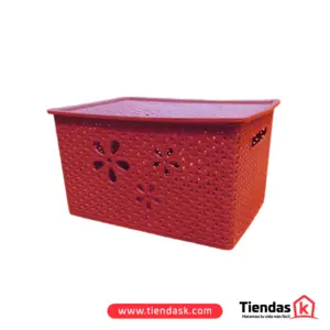 Caja Organizadora Floral 8 Litros Estilo Rattan - Protege tus objetos del polvo y mantiene el orden en casa