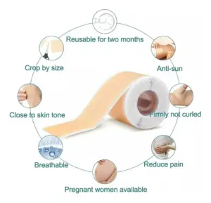 Cinta de silicona para cicatrices de 4 cm por 1.5 m - Suaviza y aplana marcas quirúrgicas o de cesárea